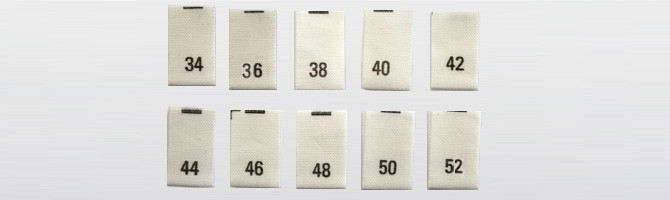 Off-white Bio-Baumwolle - bedruckte Größenetiketten 34 bis 52